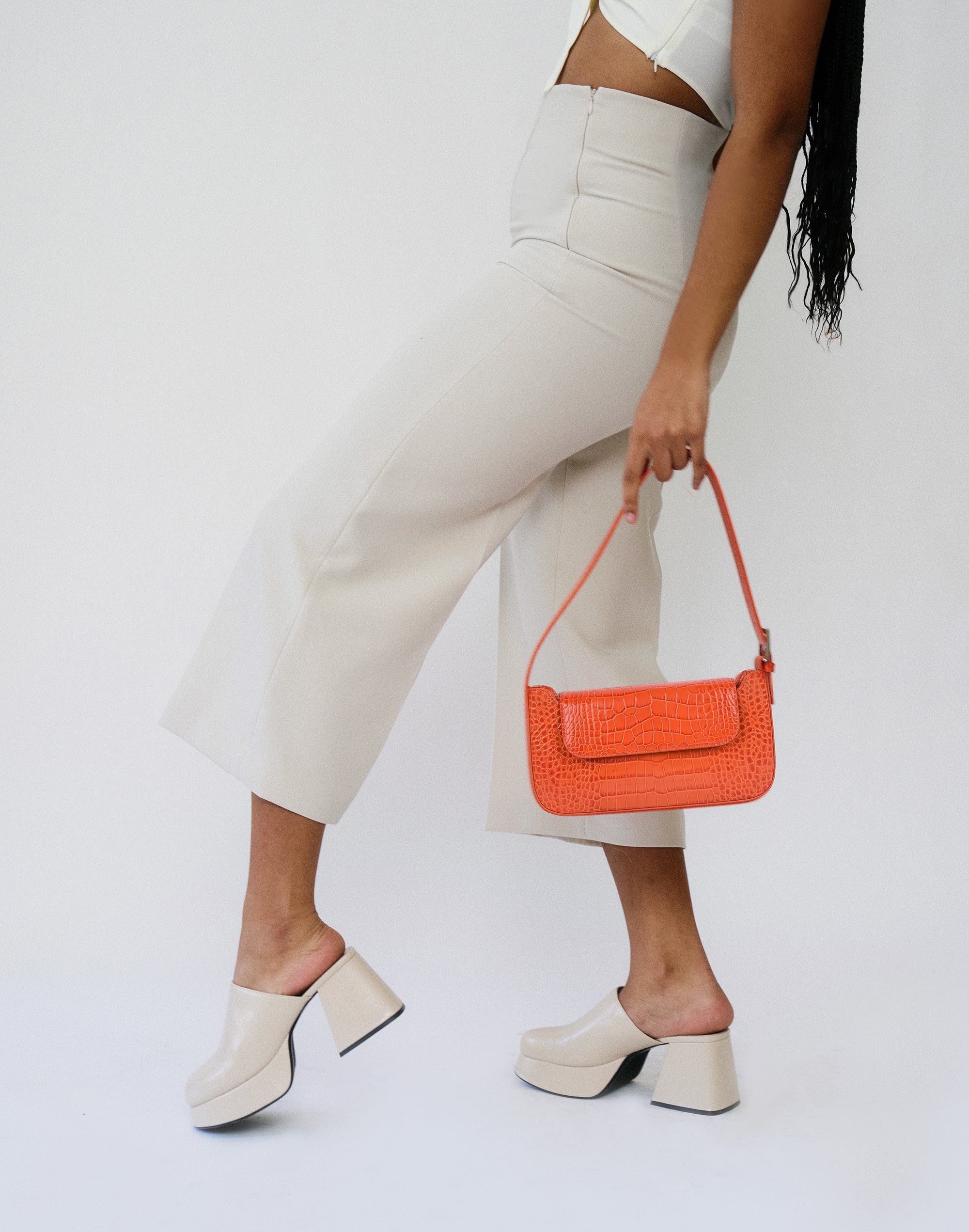 Luxe Buckle Bag - Orange Croc