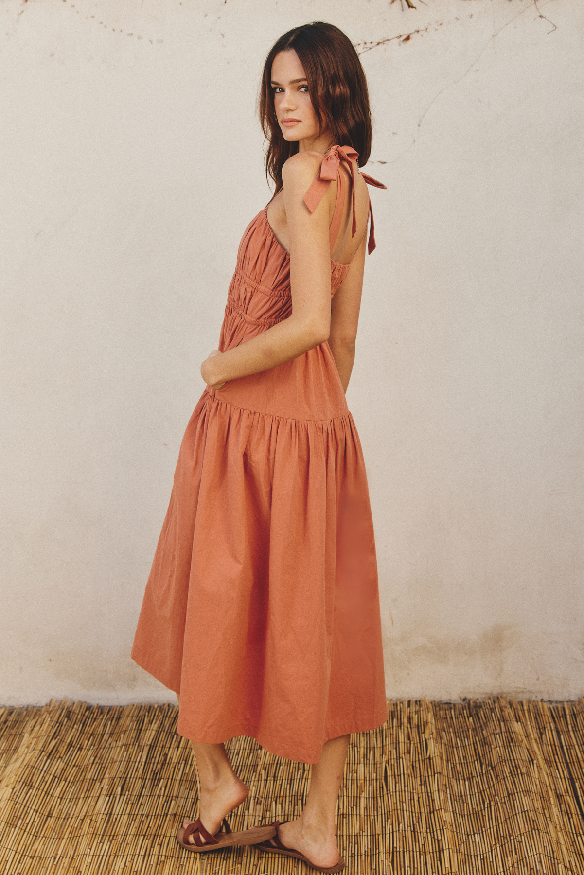 Amalfi Midi Dress in Terracotta