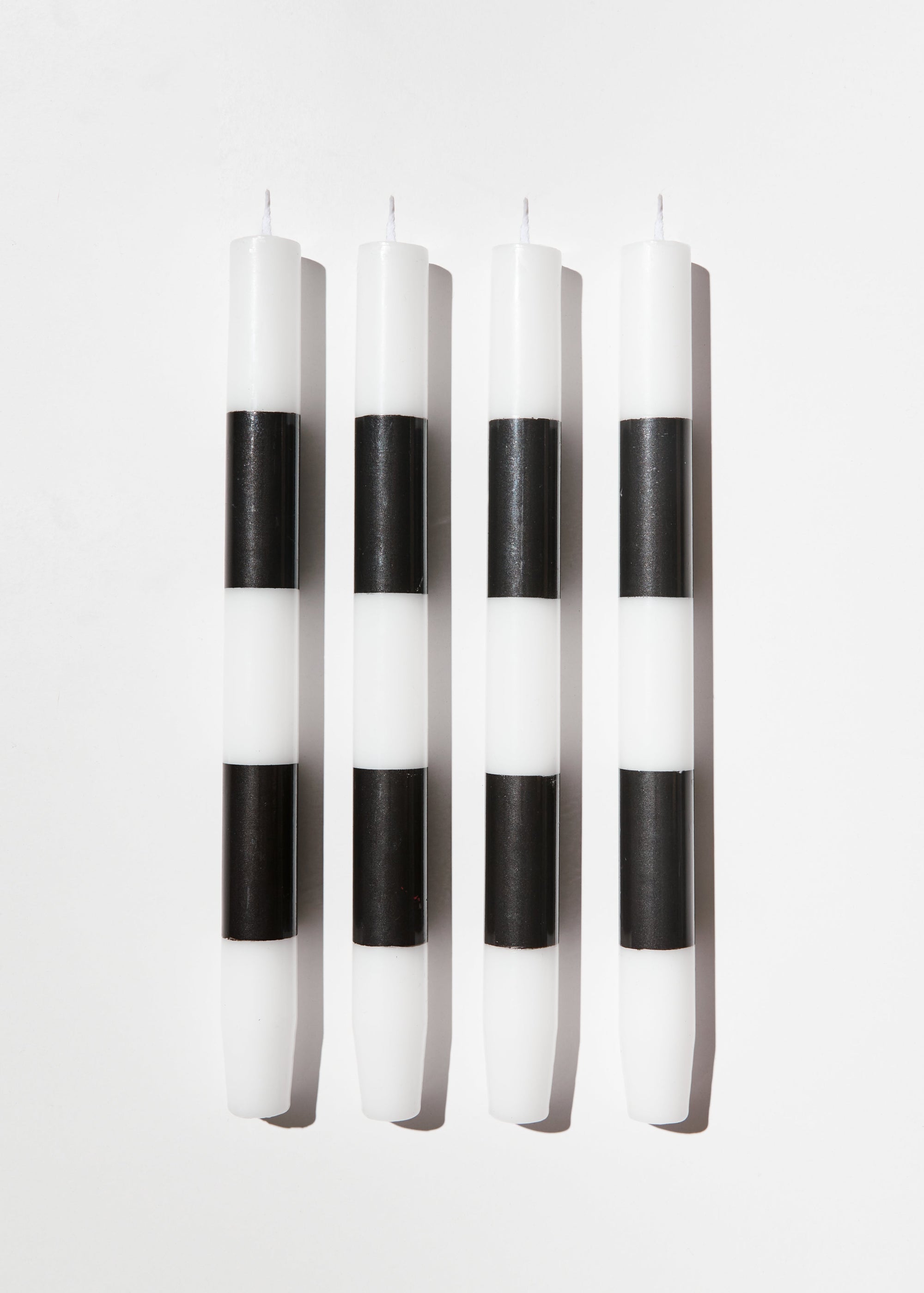 Fazeek - Striped Candles - Black & White, Set of 4 -