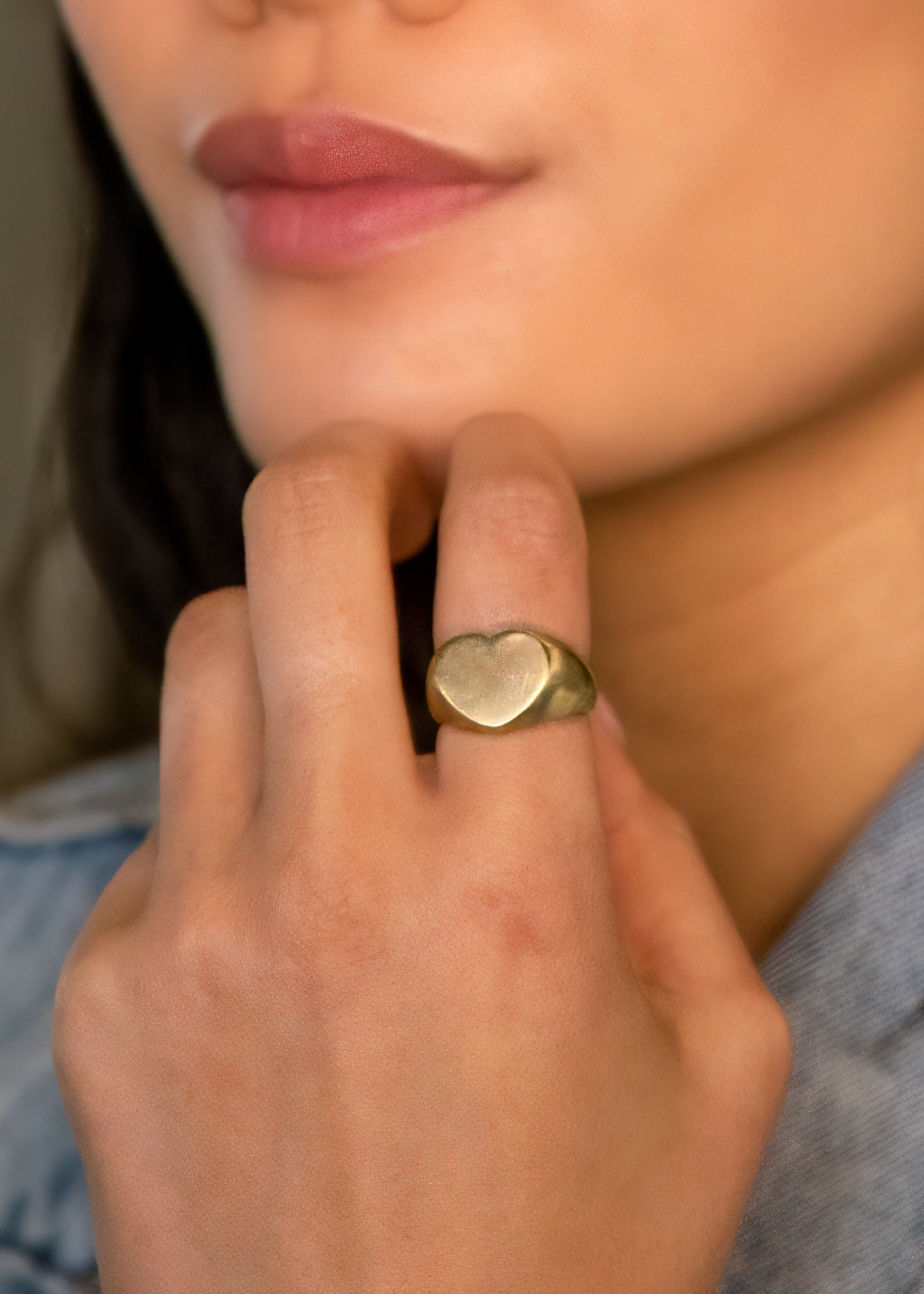 Can't Heartly Wait Ring - Raw Brass