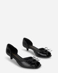 Intentionally Blank - Carol Peep Toe Kitten Heel - BLACK OILED LEATHER