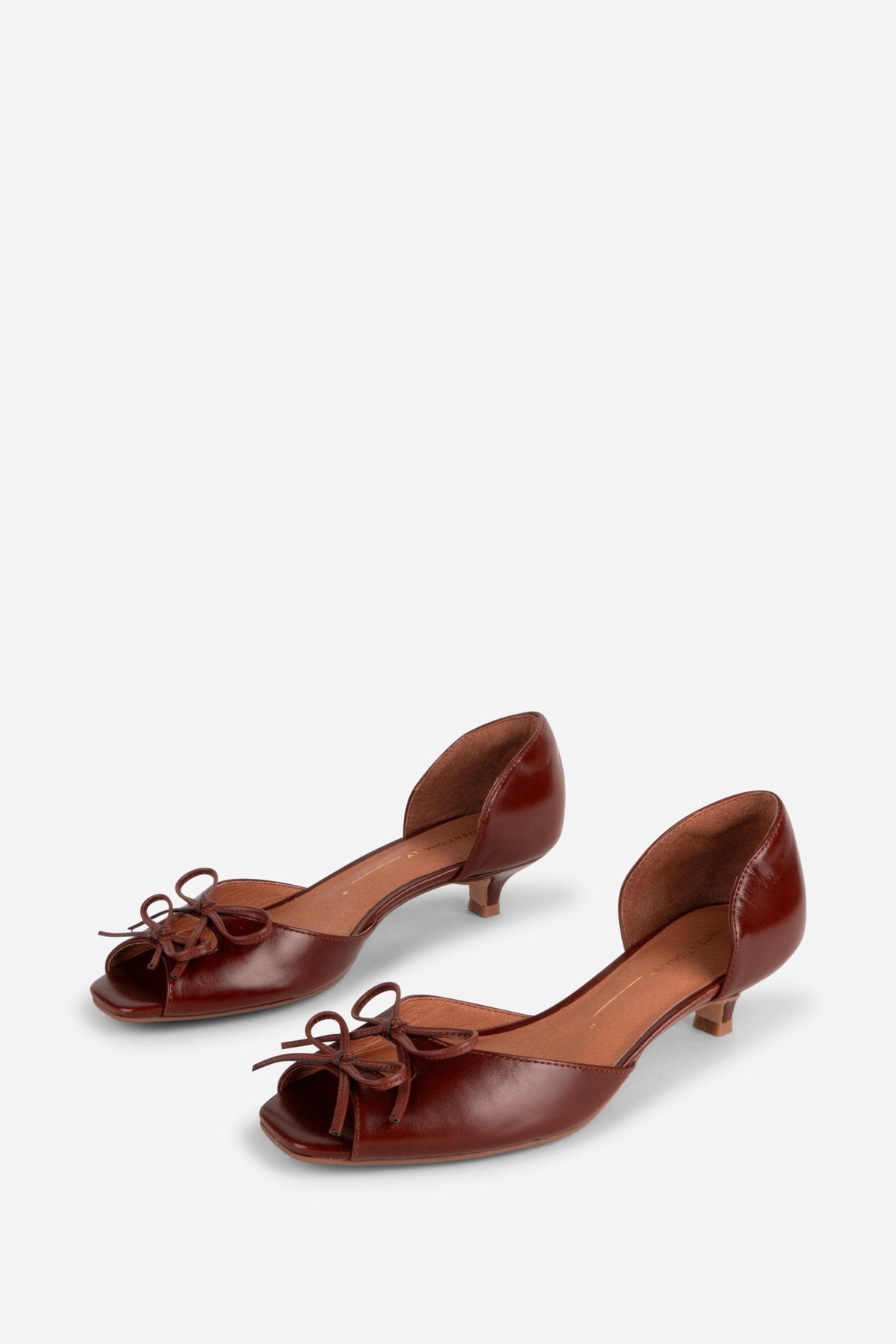 Intentionally Blank - Carol Peep Toe Kitten Heel - COGNAC OILED LEATHER