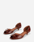 Intentionally Blank - Carol Peep Toe Kitten Heel - COGNAC OILED LEATHER