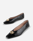 Intentionally Blank - Celda Crinkle Patent Ballet Flat - BLACK CRINKLE PATENT LEATHER