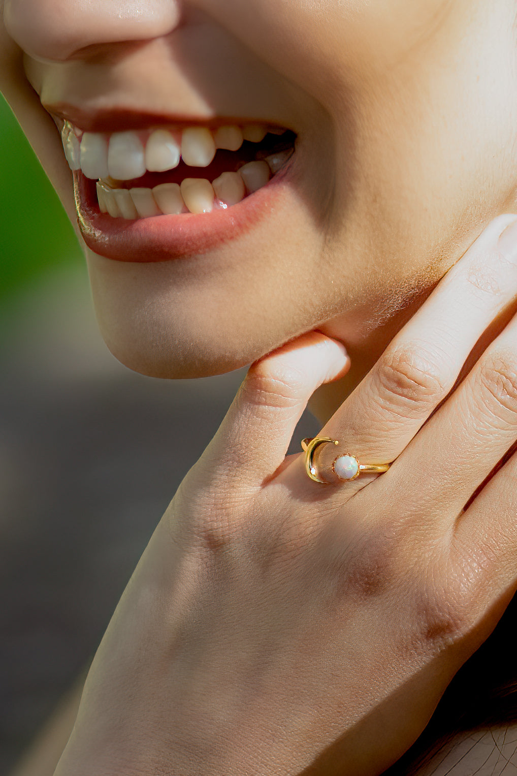Peter + June - Champagne Supernova Ring - Gold & Moon Stone -