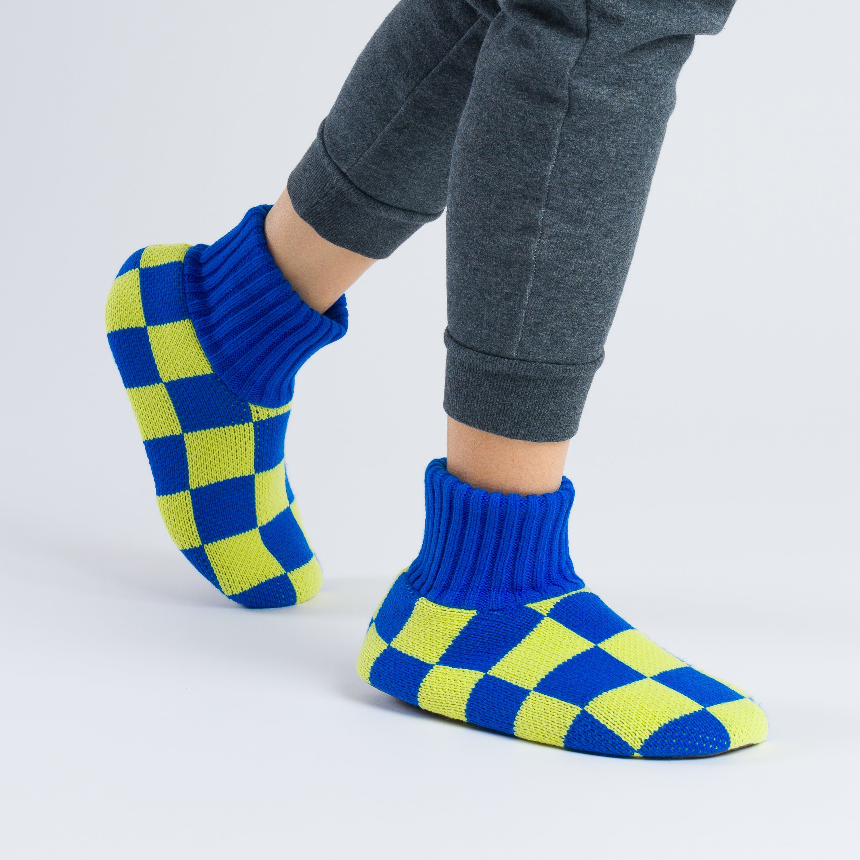 Checkerboard Knit Sock Slippers