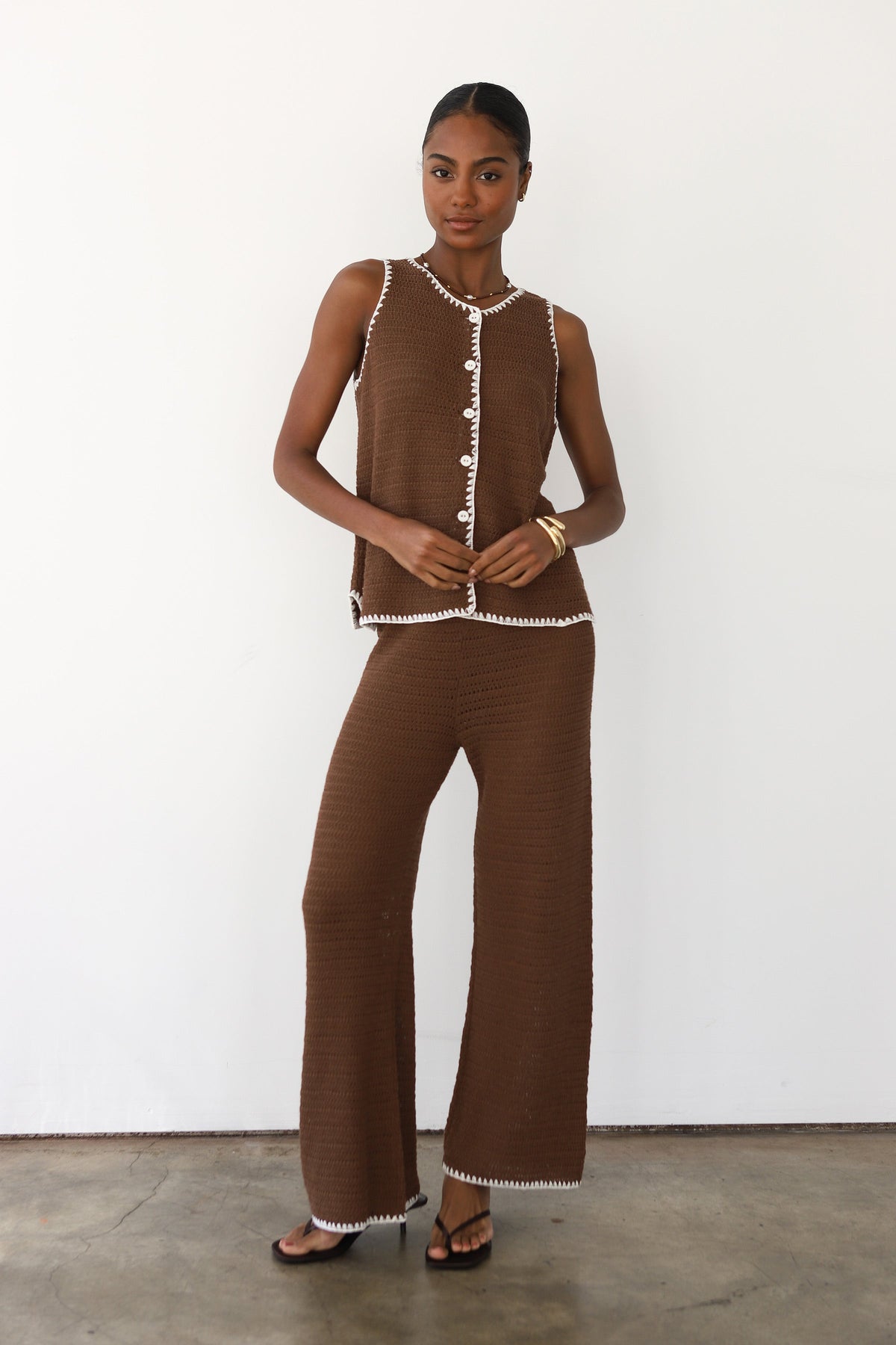 Callahan Knitwear - Clara Stitch Pant - Chocolate -