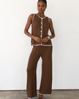 Callahan Knitwear - Clara Stitch Pant - Chocolate -