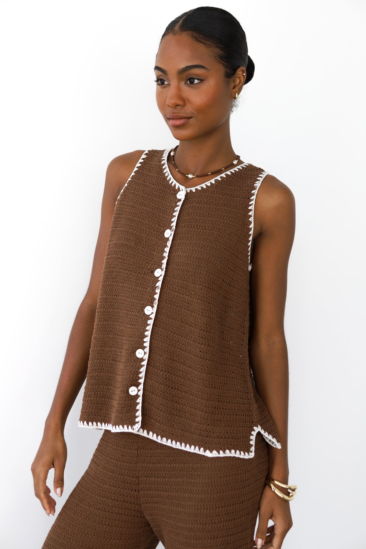 Clara Stitch Tank - Chocolate