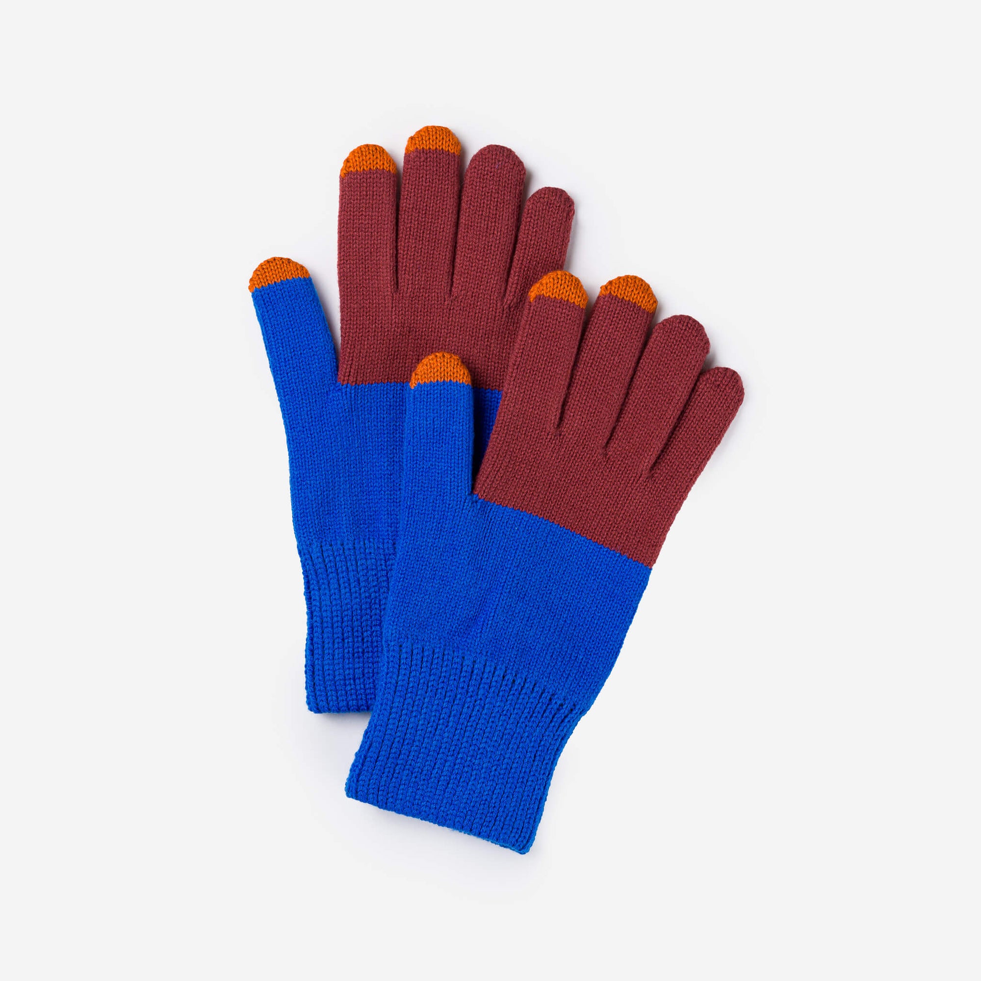 Verloop - Colorblock Knit Touchscreen Gloves - Ruby Cobalt