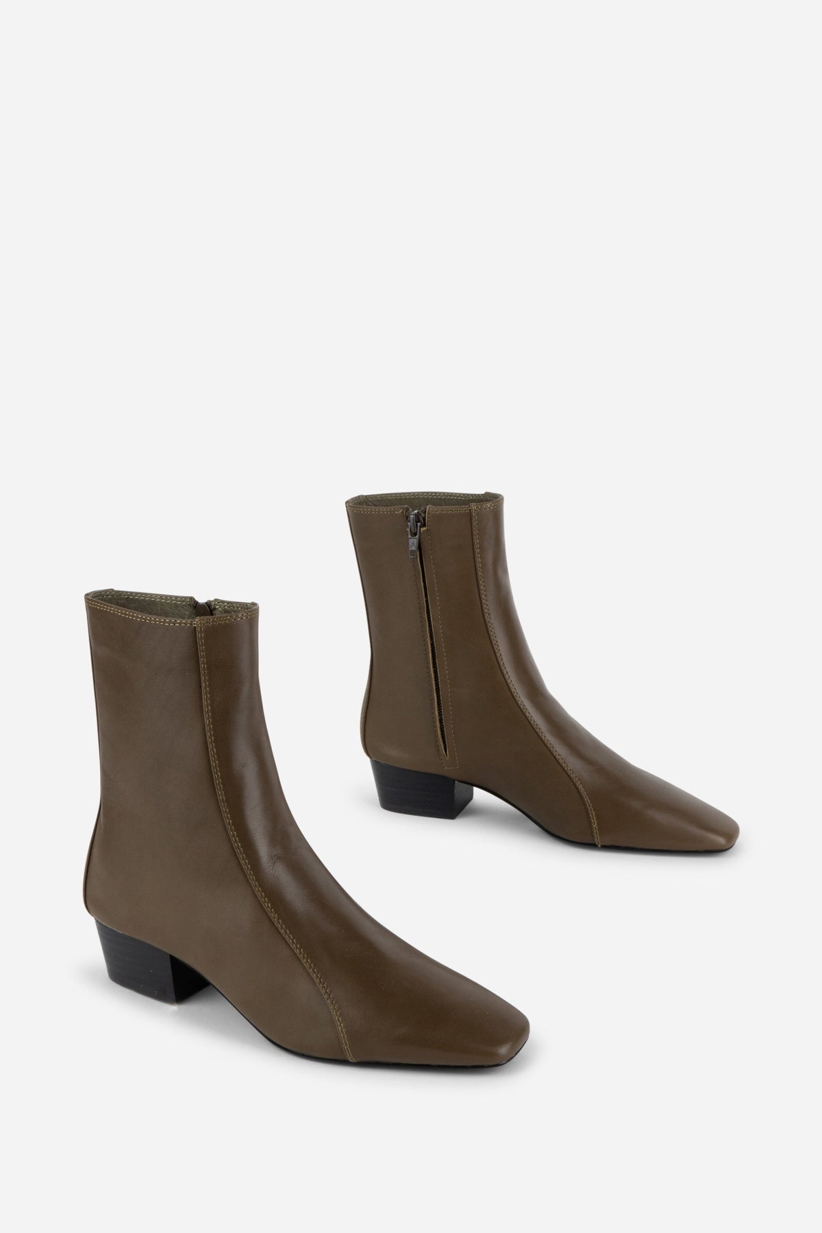 Intentionally Blank - Combo Stretch Leather Ankle Boot - KHAKI LEATHER