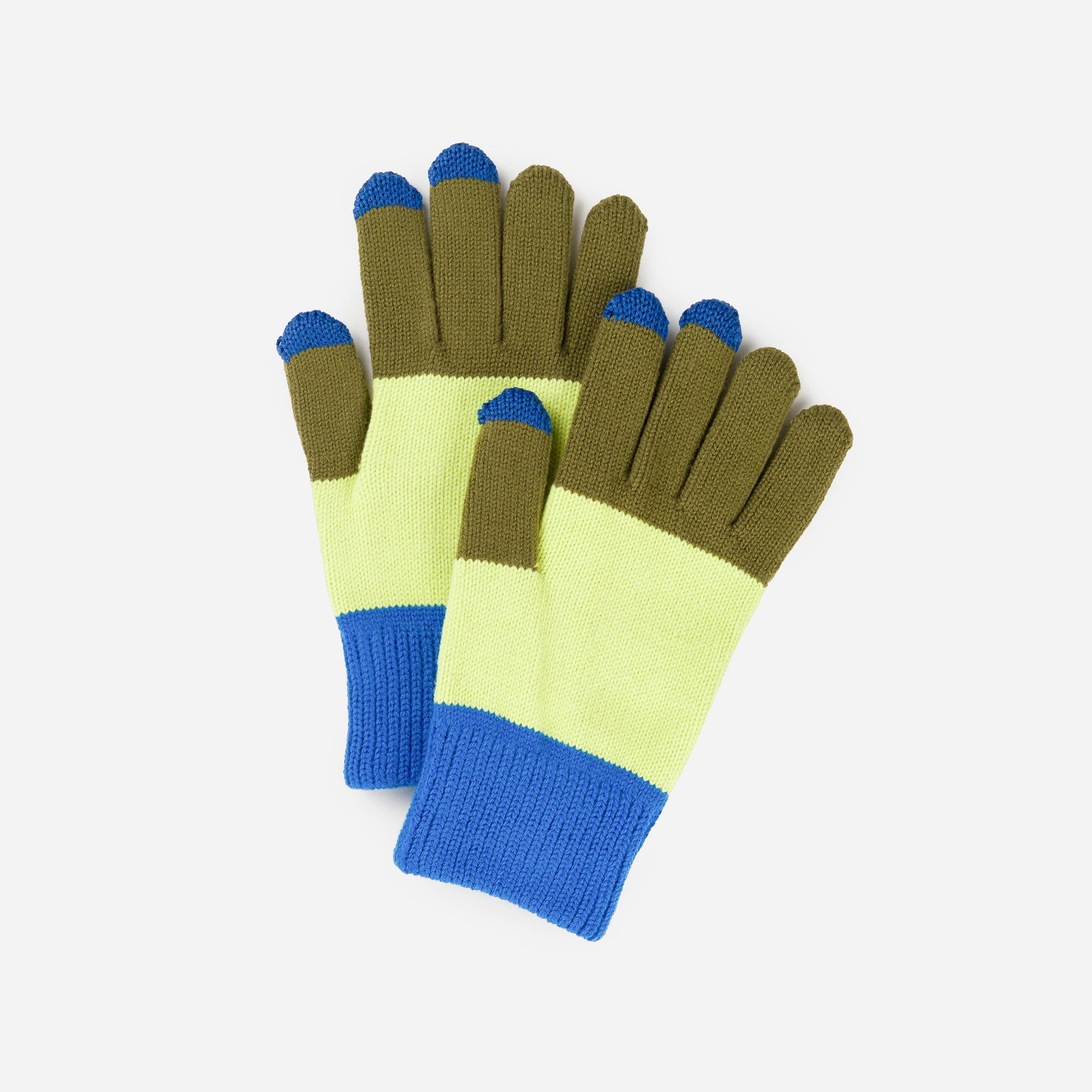 Verloop - Trio Colorblock Knit Touchscreen Gloves - Lime Cobalt