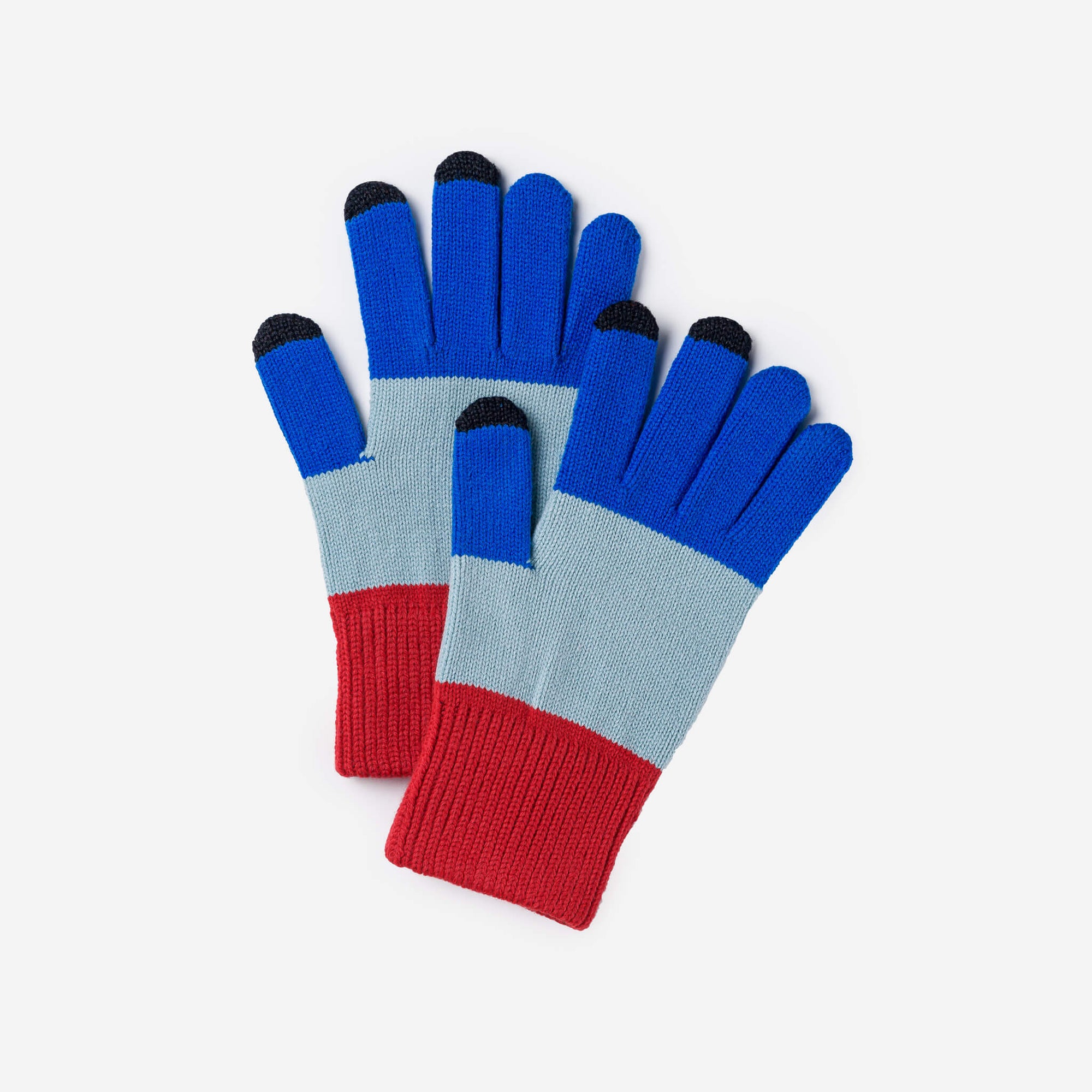 Verloop - Trio Colorblock Knit Touchscreen Gloves - Cobalt Red
