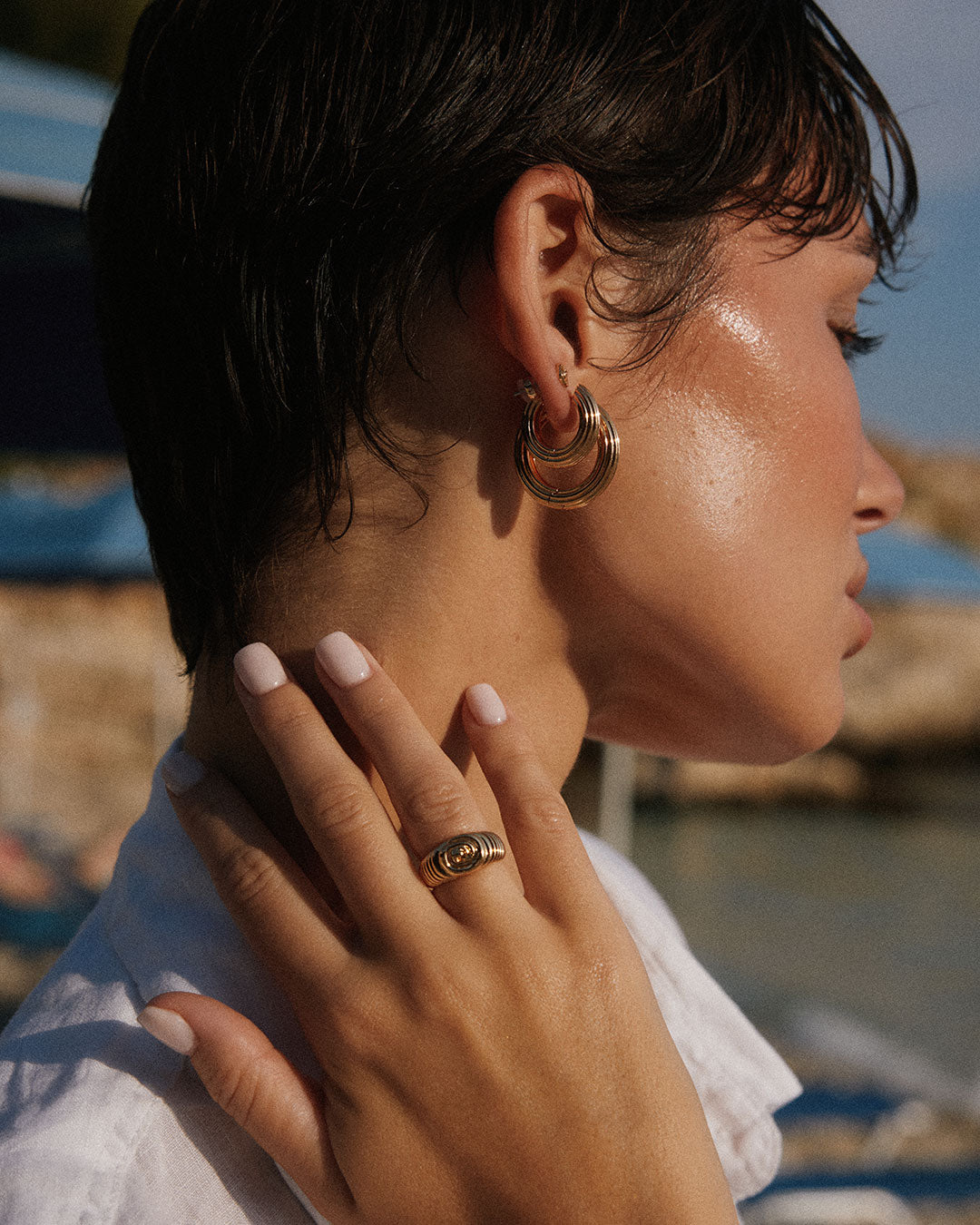 Luv Aj - The Mini Ridged Amalfi Hinge Hoops -