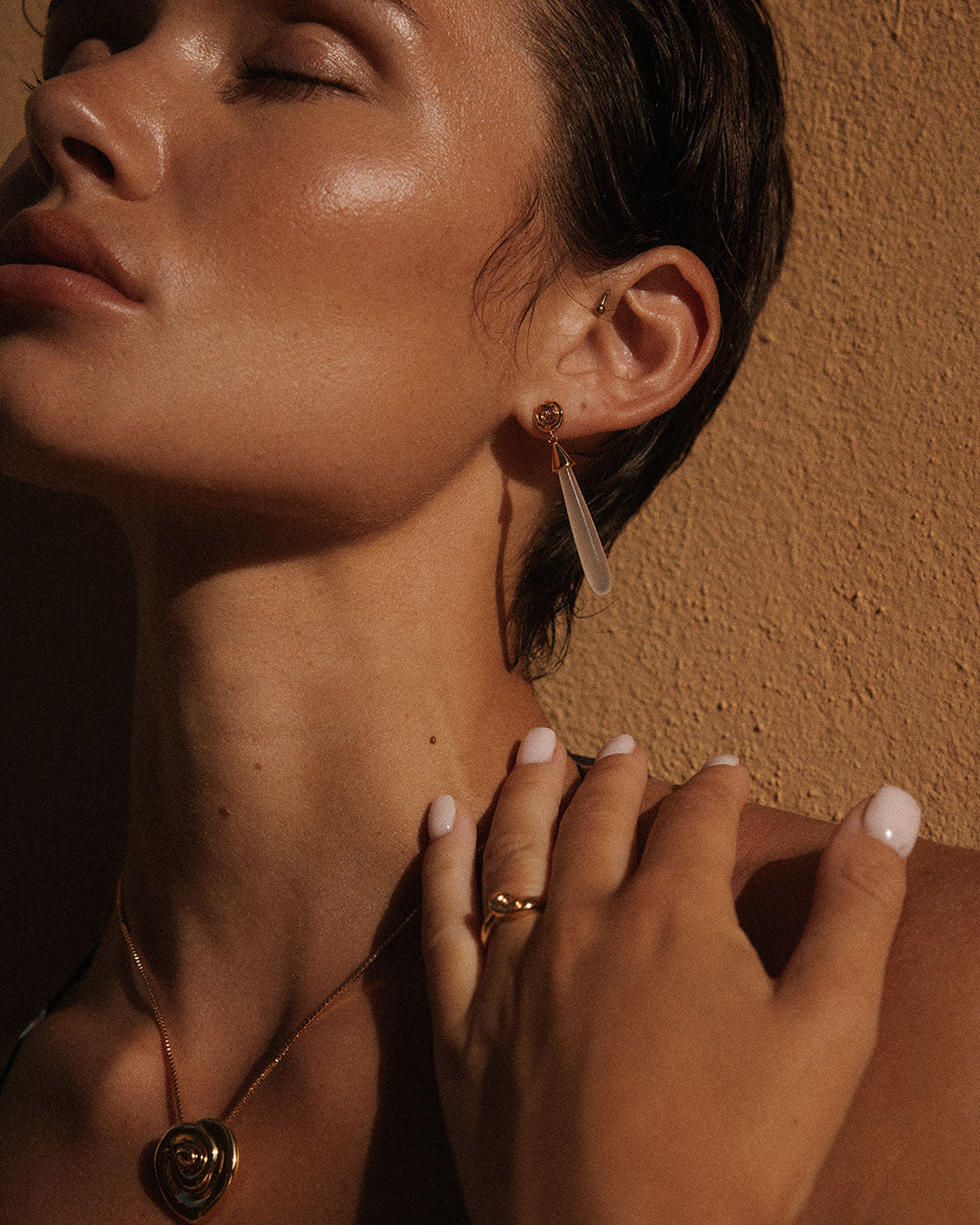 Luv Aj - The Coquille Stone Drop Studs -