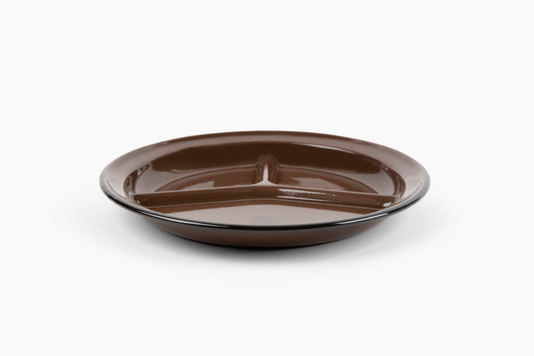 Crow Canyon Home - Camp Wandawega x CCH Divided Camp Plate, Set of 2, Brown with Black Rim -
