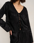 Be Idle - The Tie Front Top - Black -