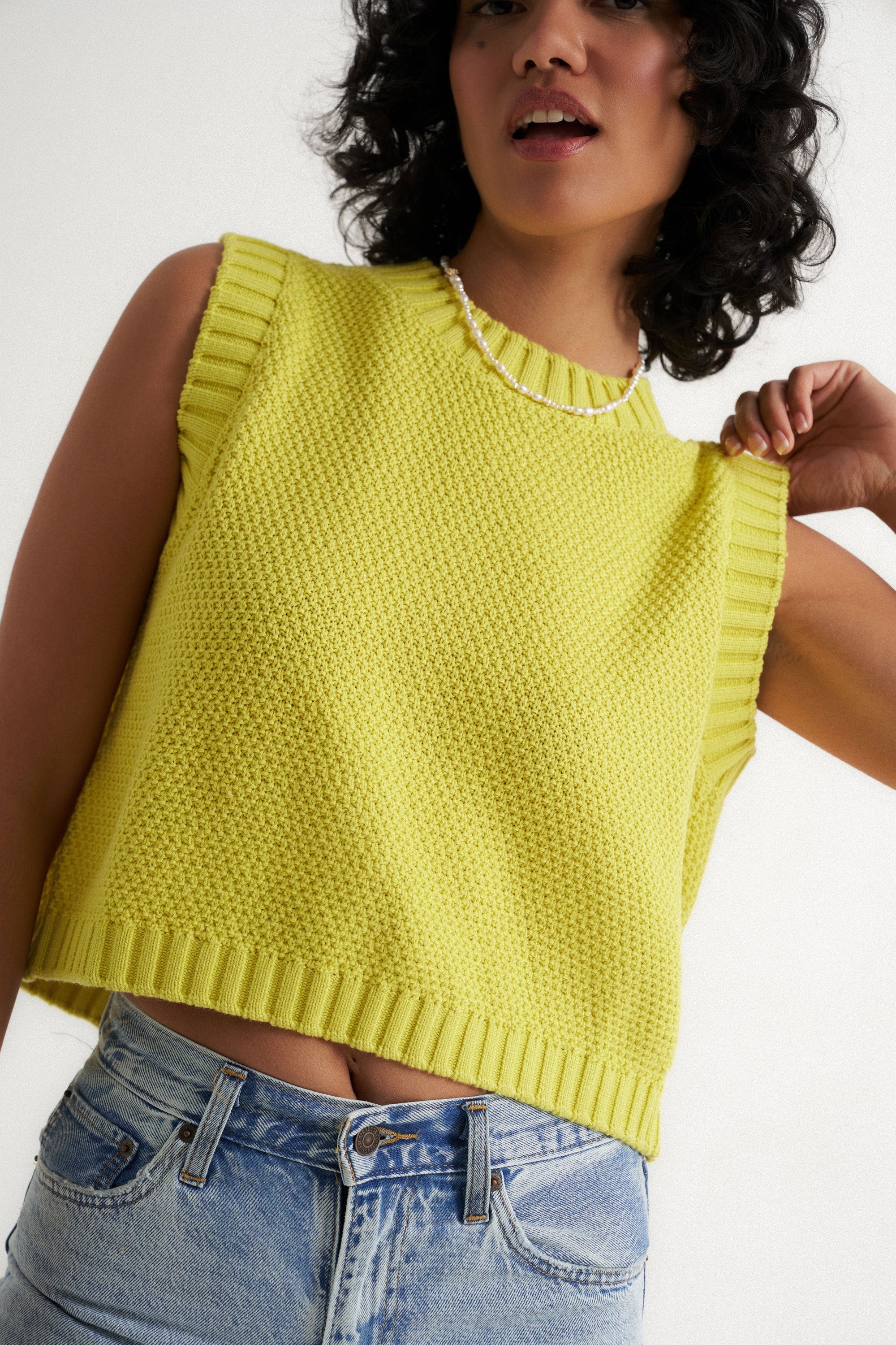 Callahan Knitwear - Melanie Open Back Top - Citron -
