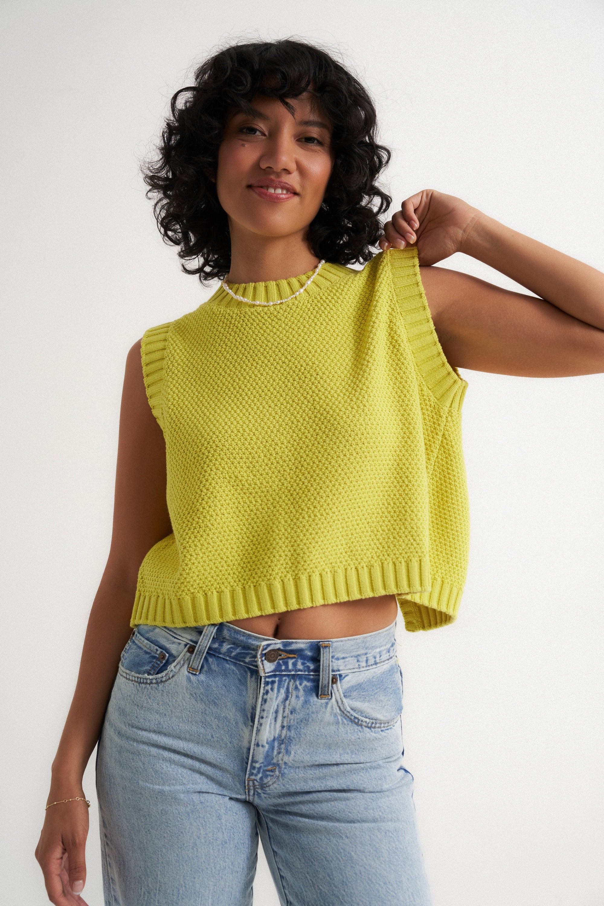Callahan Knitwear - Melanie Open Back Top - Citron -