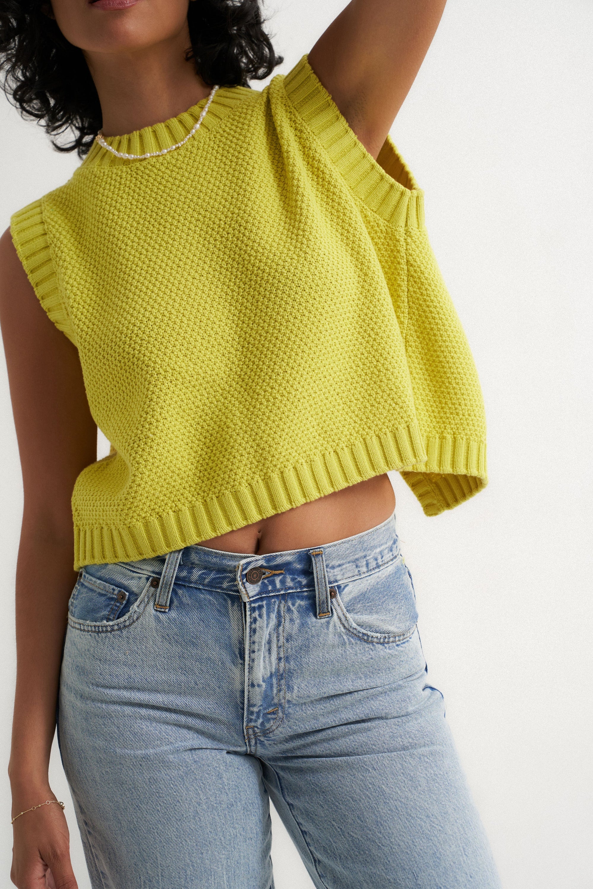 Callahan Knitwear - Melanie Open Back Top - Citron -