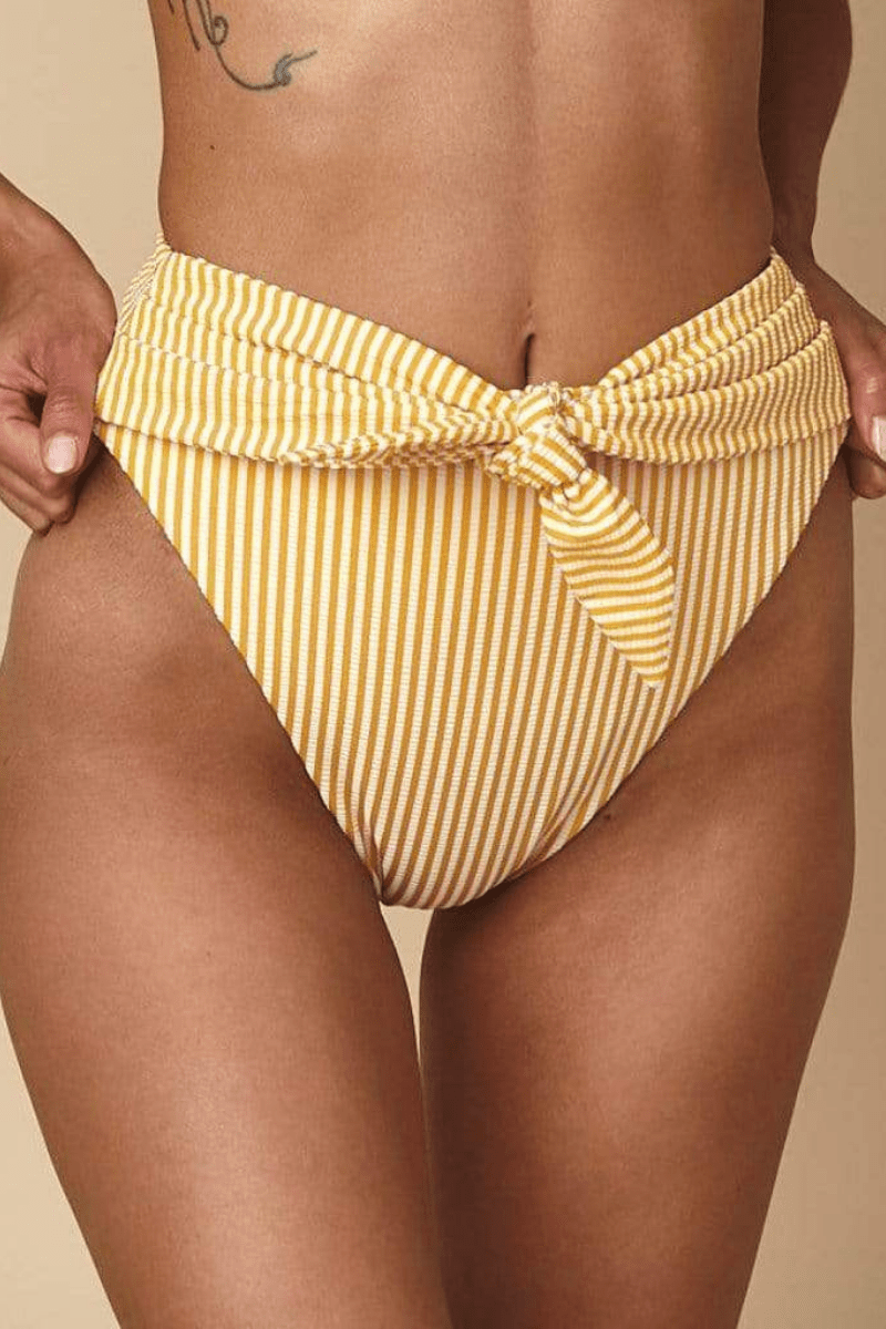 Montce - Canary Stripe Paula Tie-Up Bikini Bottom -