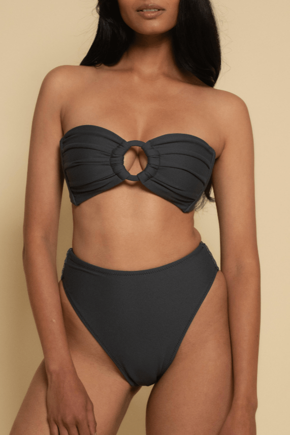 Montce - Charcoal Tori Ties Bandeau Bikini Top -