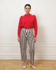 Amelia Barrel Trousers - Chestnut Stripe