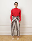 Amelia Barrel Trousers - Chestnut Stripe