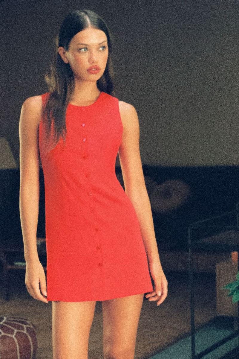 Montce - Cherry Button Down Tank Dress -