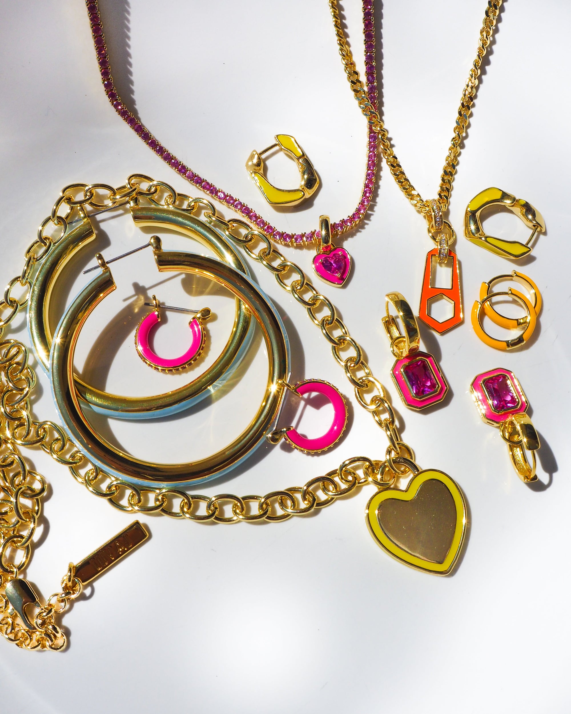 Luv Aj - Bezel Huggies- Hot Pink & Gold -