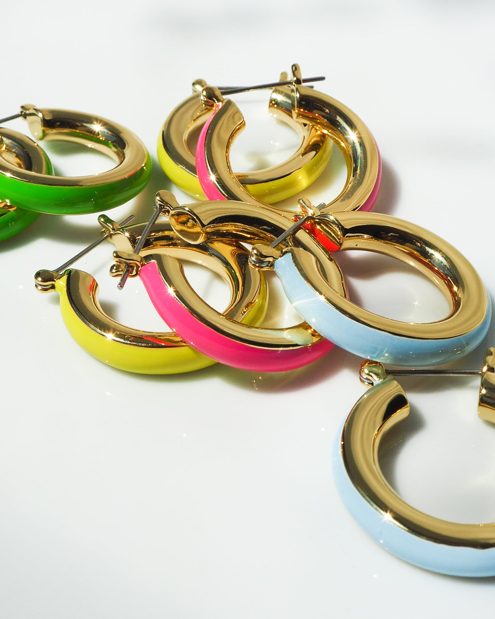 Luv Aj - Stripe Baby Amalfi Hoops - Neon Yellow/Gold -