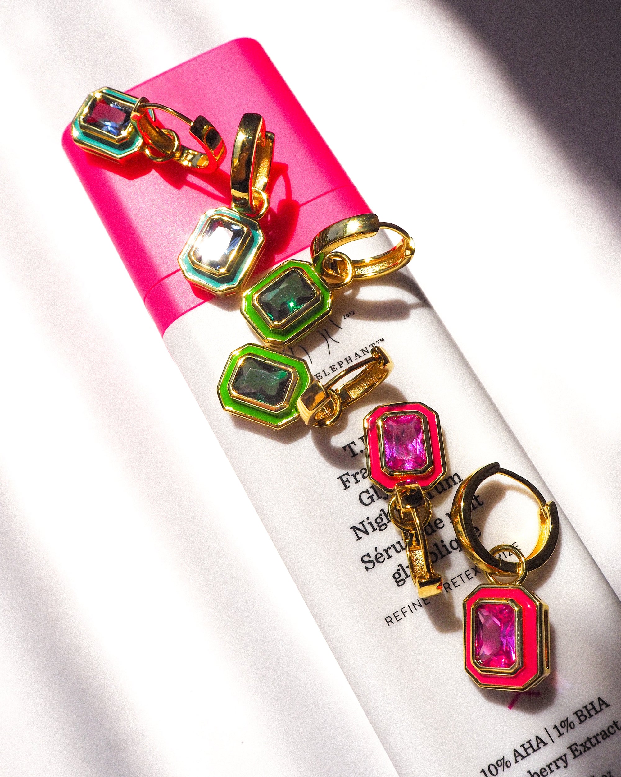 Luv Aj - Bezel Huggies- Hot Pink & Gold -