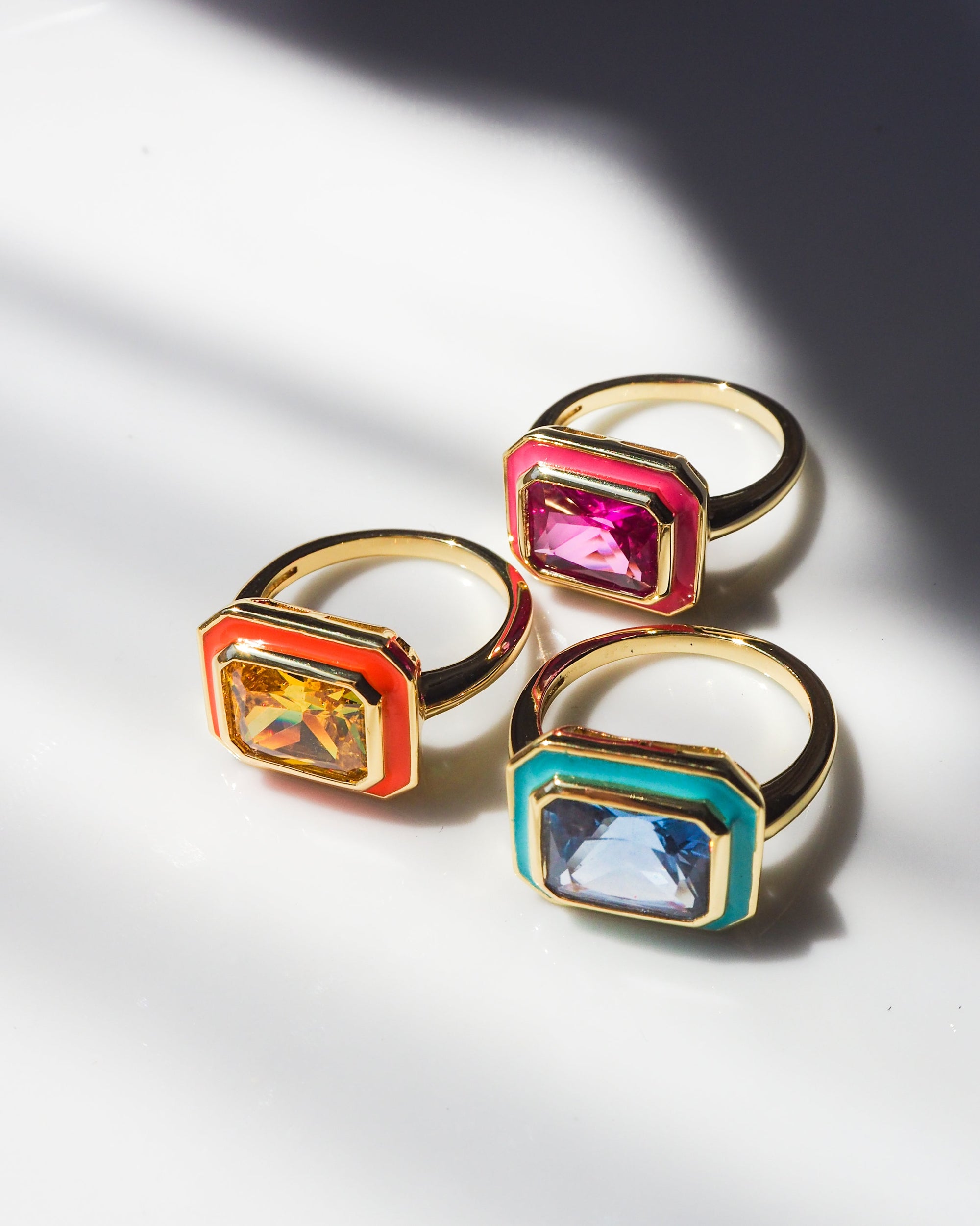 Luv Aj - Bezel Statement Ring- Bright Green- Gold -