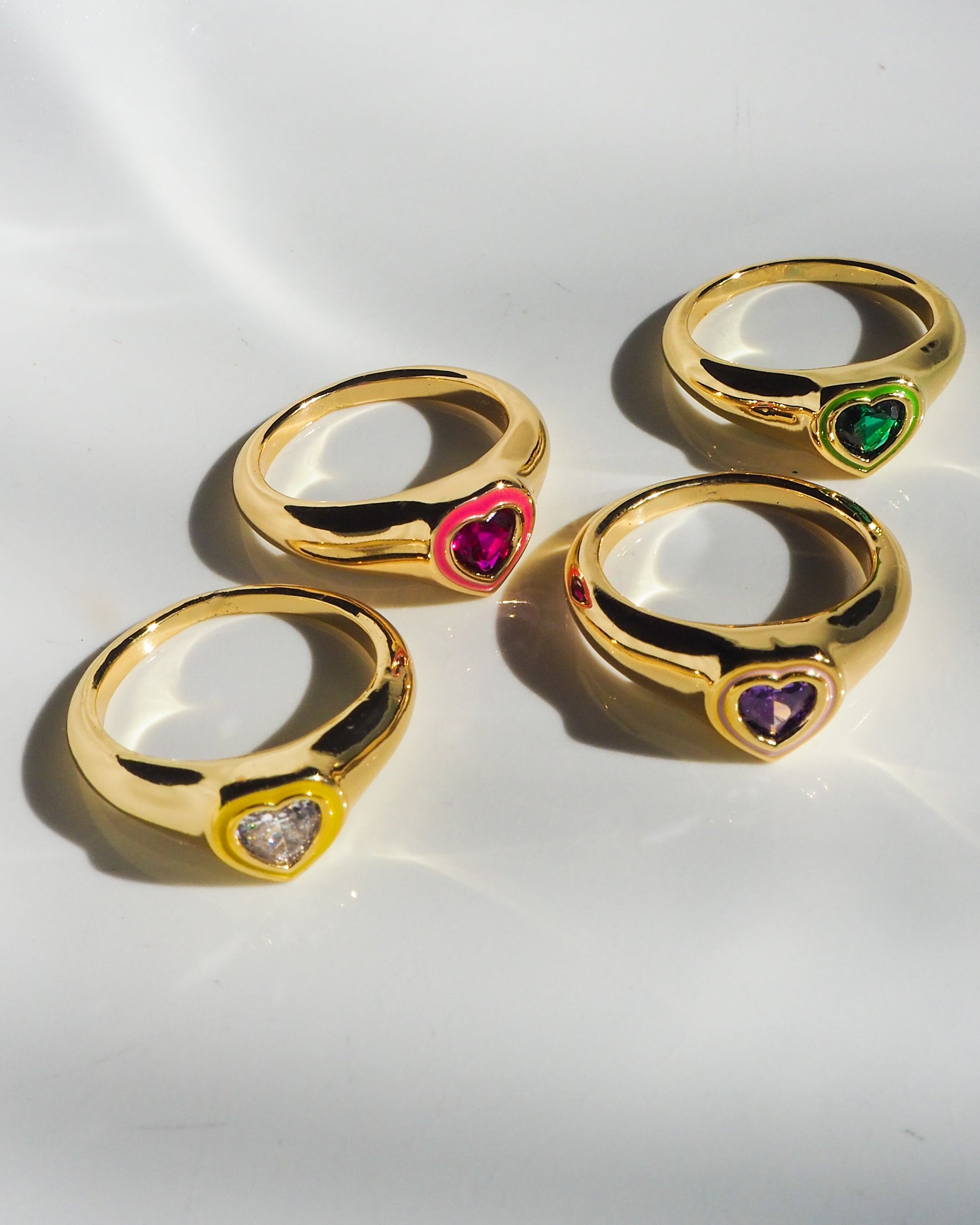 Luv Aj - Heart Signet Ring- Green- Gold -