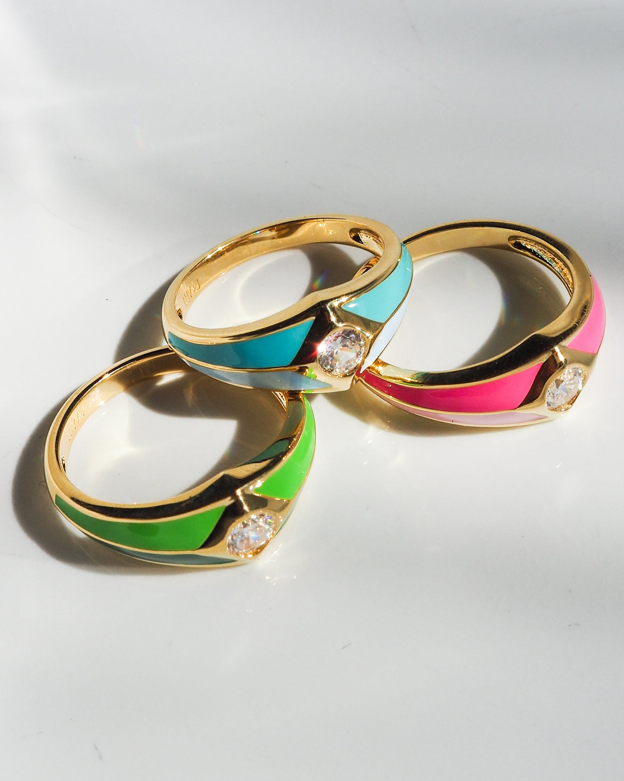 Luv Aj - Pyramid Stud Signet Ring- Pink- Gold -