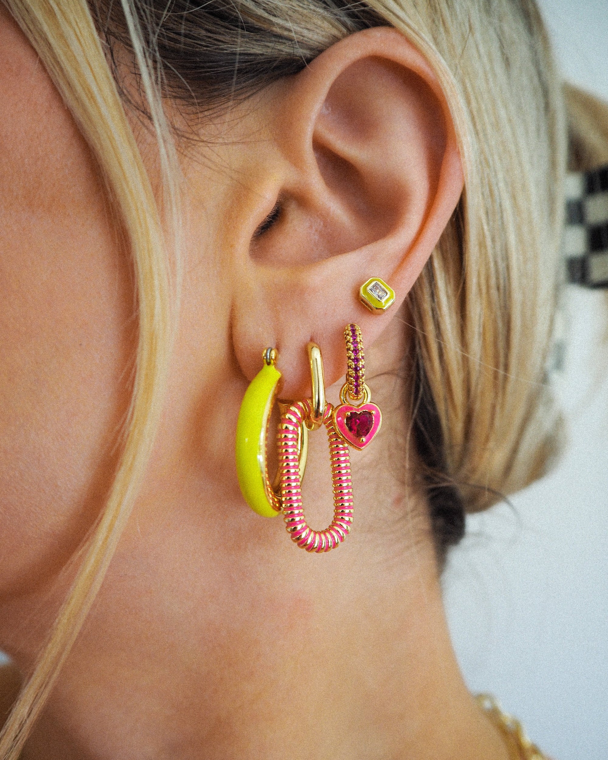 Luv Aj - Stripe Baby Amalfi Hoops - Neon Yellow/Gold -