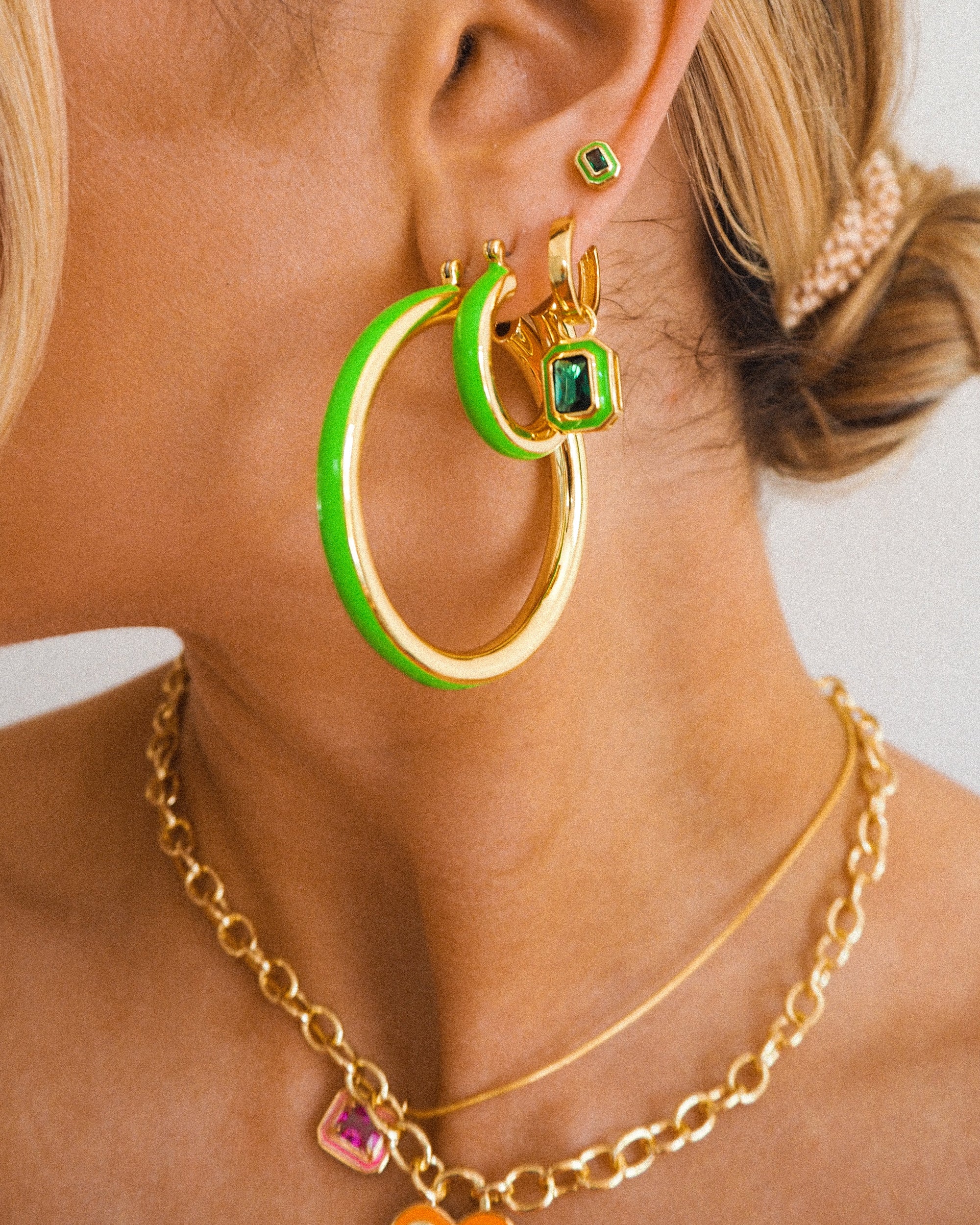 Luv Aj - Stripe Baby Amalfi Hoops - Bright Green/Gold -