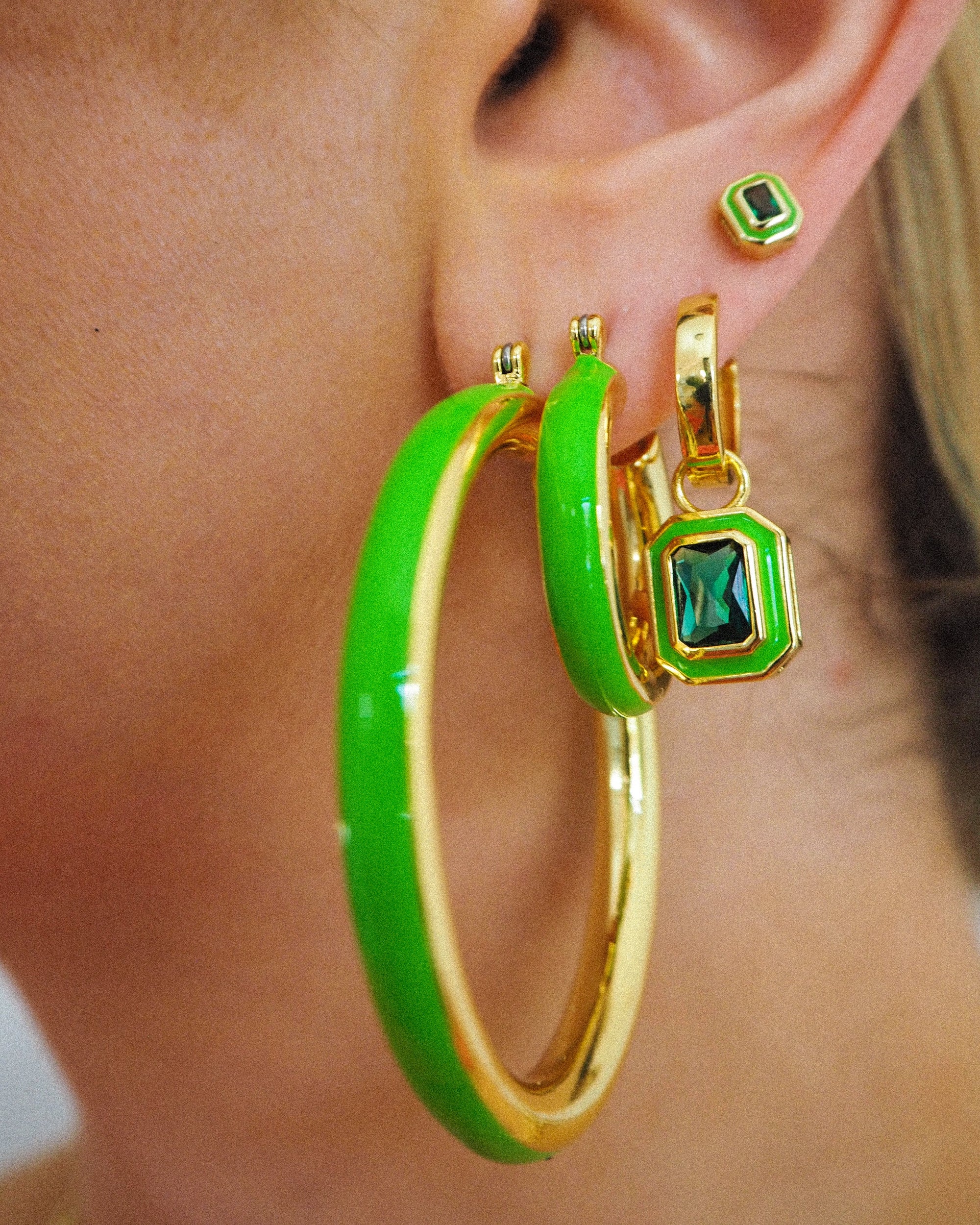 Luv Aj - Stripe Baby Amalfi Hoops - Bright Green/Gold -