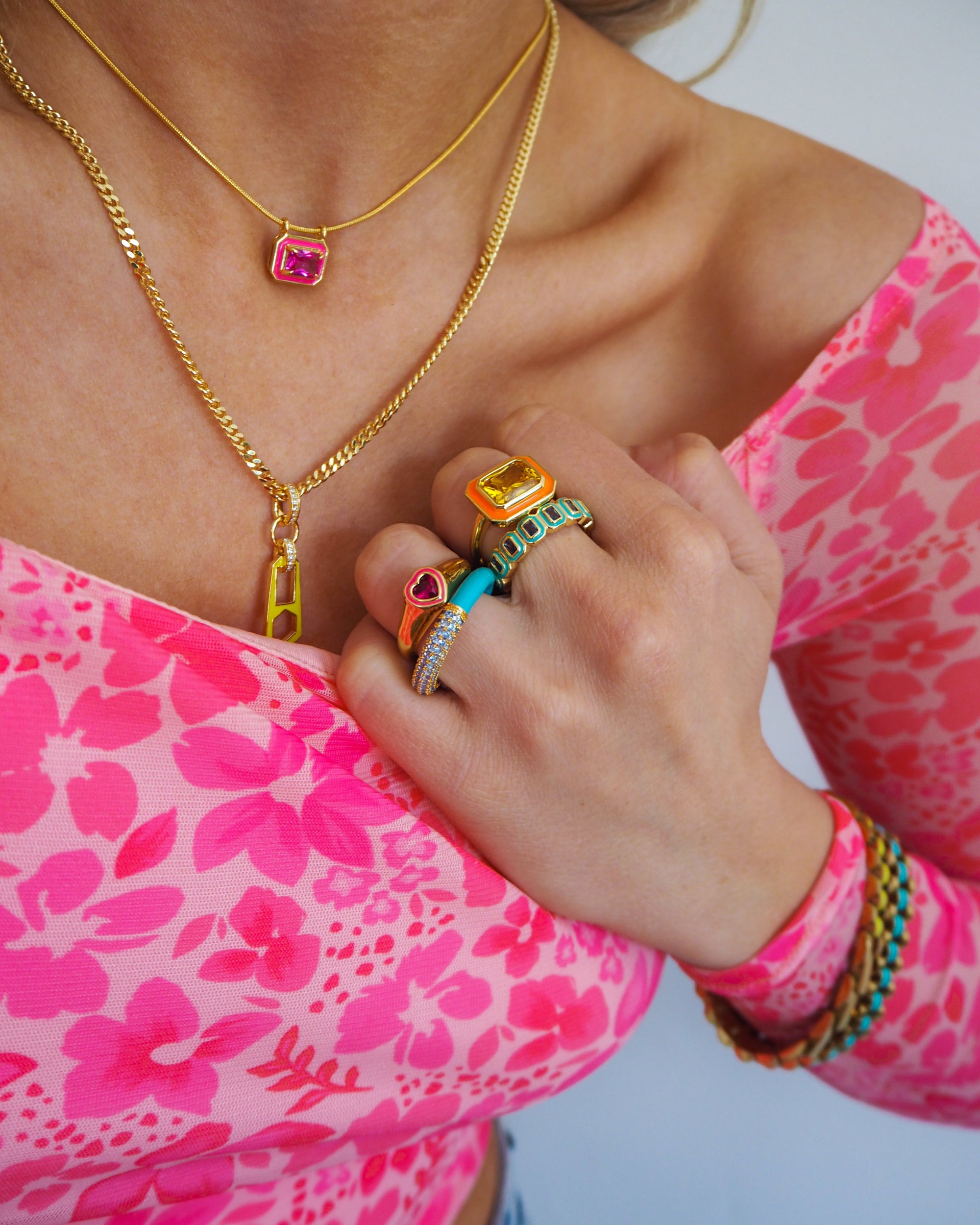 Luv Aj - Heart Signet Ring - Hot Pink/Gold -