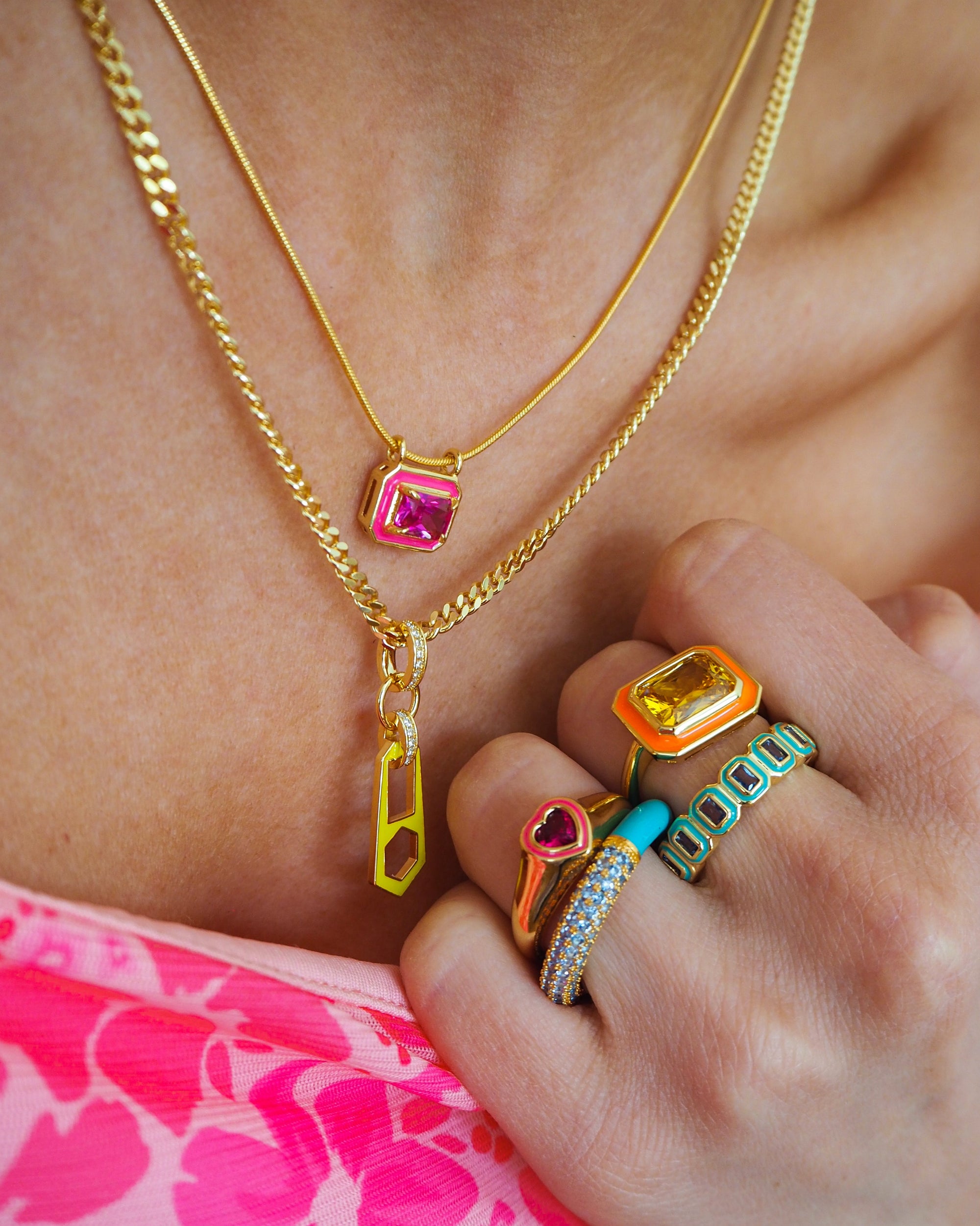Luv Aj - Heart Signet Ring - Hot Pink/Gold -