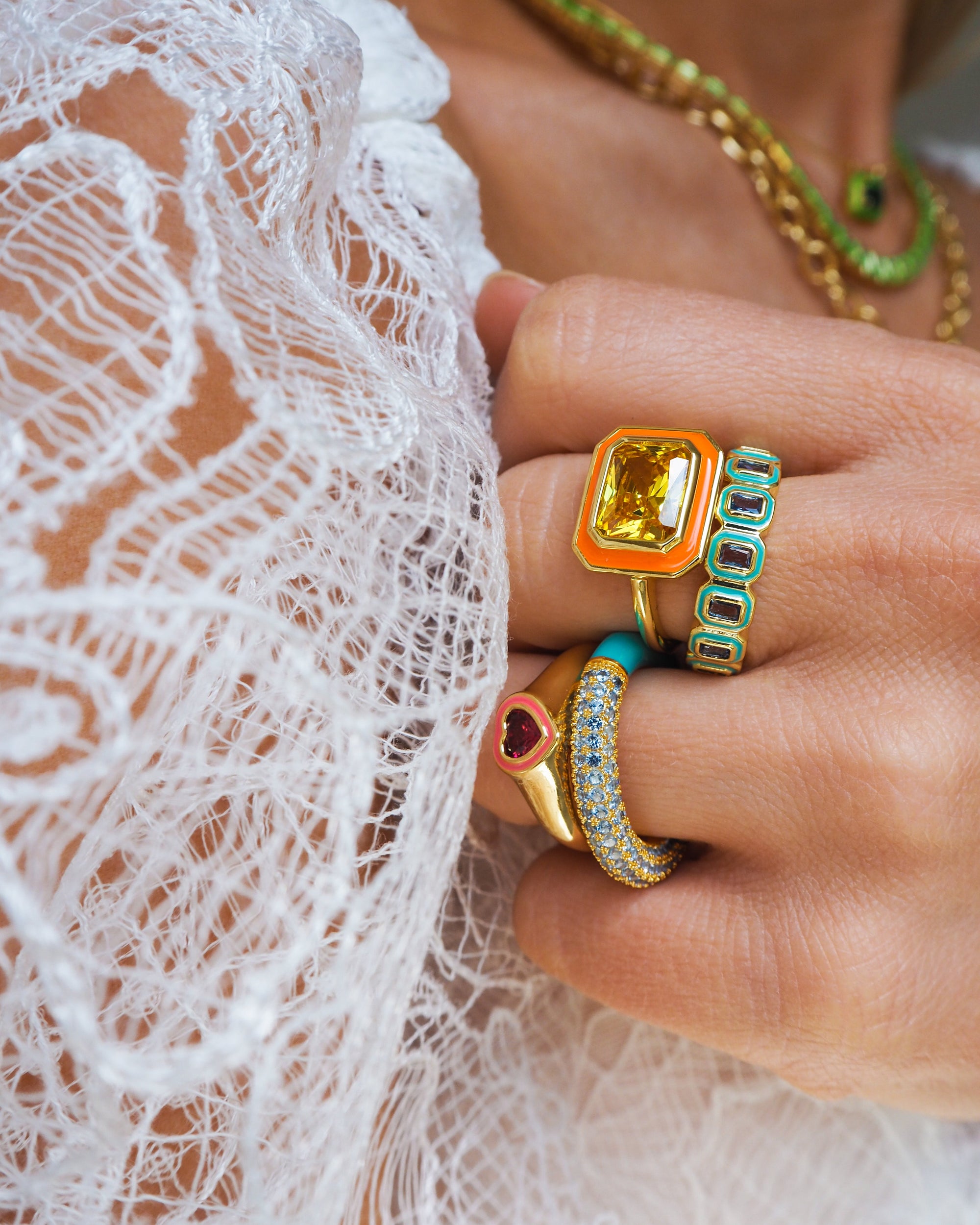 Luv Aj - Heart Signet Ring - Hot Pink/Gold -