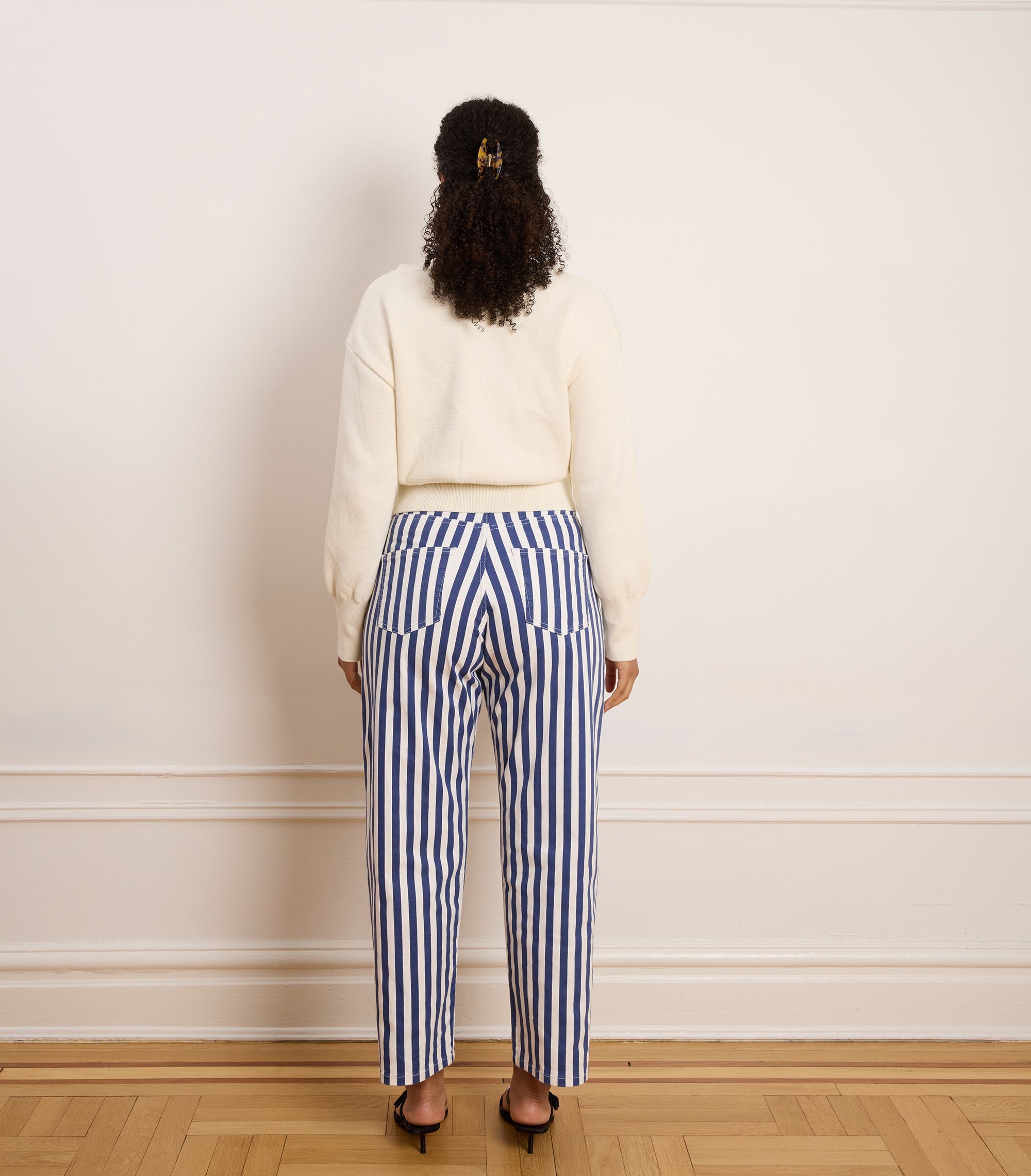 Loup - Amelia Barrel Leg Pants - Navy Stripe -