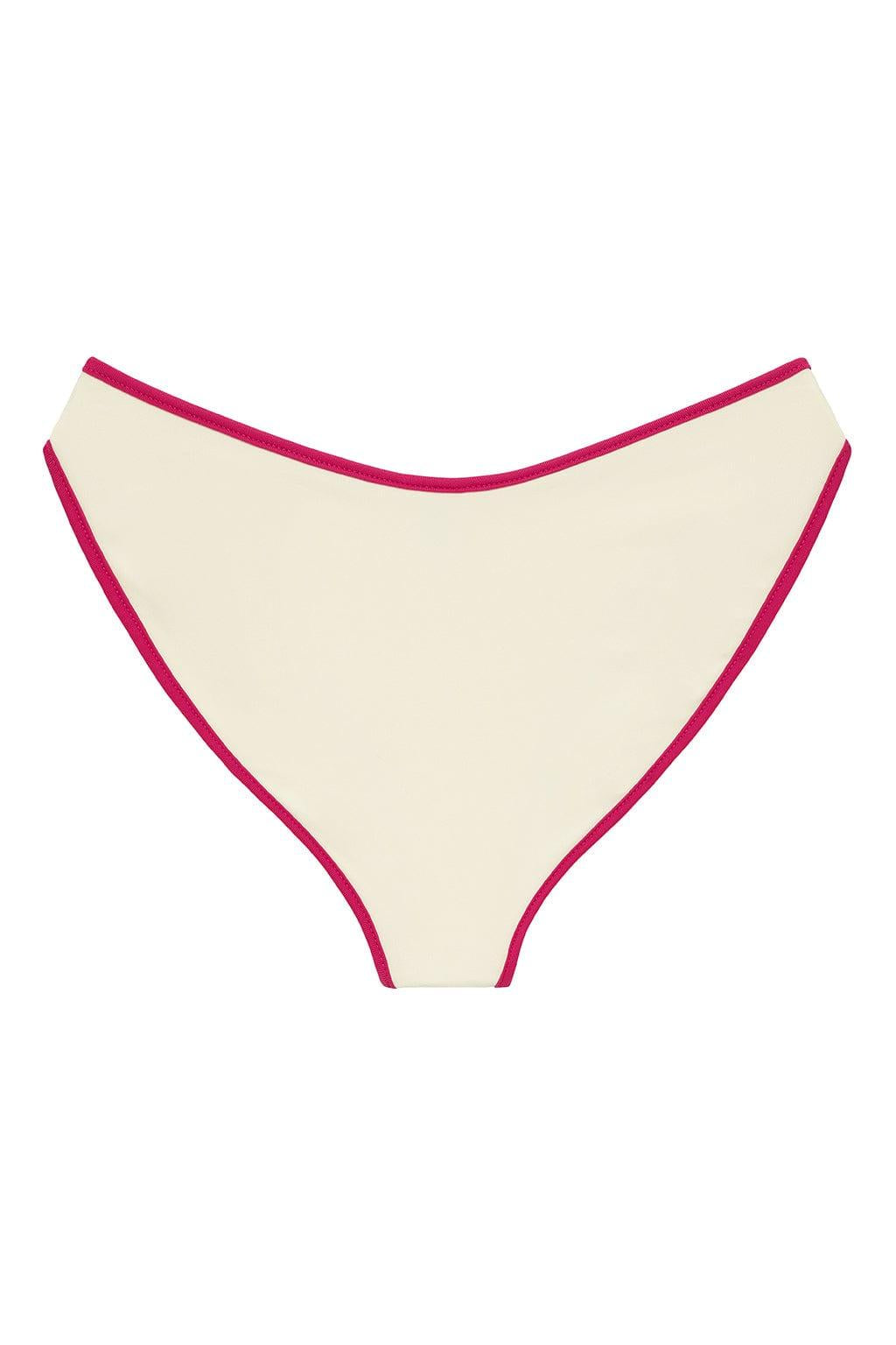 Montce - Cream Raspberry Binded Added Coverage Lulu Bikini Bottom -