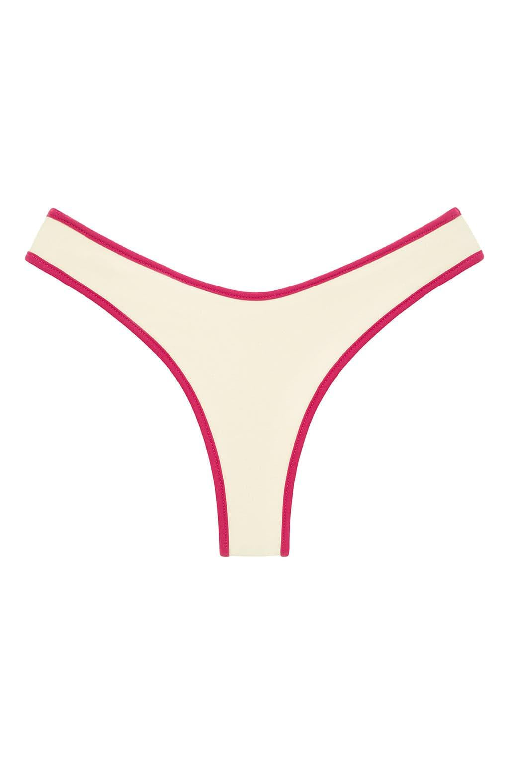 Montce - Cream Raspberry Binded Added Coverage Lulu Bikini Bottom -