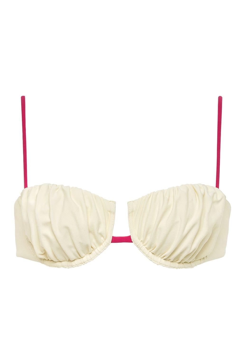 Montce - Cream Raspberry Binded Petal Bikini Top -