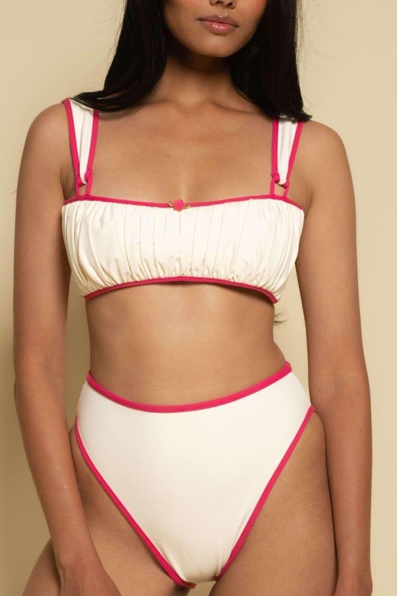 Montce - Cream Raspberry Binded Paula Bikini Bottom -