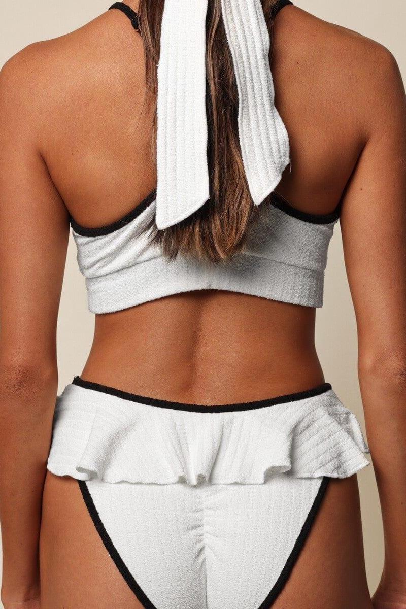 Montce - Cream (Black Binded) Terry Rib Simple Sport Top -