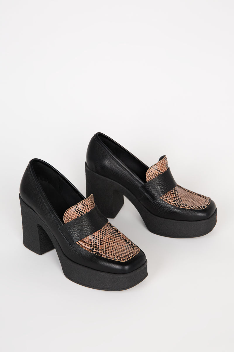 Intentionally Blank - Dex Platform Heel - BLACK LEATHER