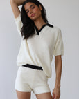 Callahan Knitwear - Doris Oversized Polo - Creme -