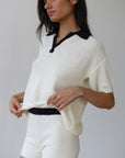 Callahan Knitwear - Doris Oversized Polo - Creme -